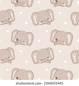 Cute baby elephant seamless pattern