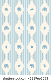 Cute baby elephant seamless pattern design. Vector illustration.
