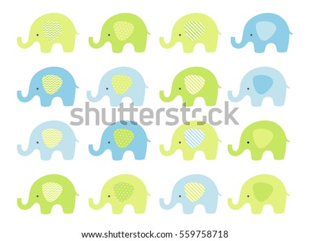 Cute Baby Elephant Set Vector Elephants Stock Vector Royalty Free