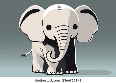 Cute Baby Elephant. Simple Illustration or Template for Print on T-Shirts