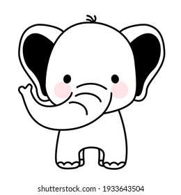 Cute baby elephant simple vector illustration