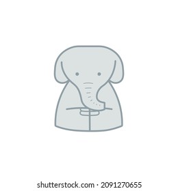 Cute baby elephant sitting drawing. Little elephant vector illustration.