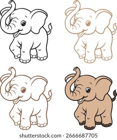 Colección linda del Vector del elefante del bebé. Perfecto para tarjetas de felicitación, Fondos de pantalla, decoración de fiesta y artesanías creativas.