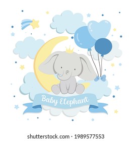 Cute Baby Elephant Vector Illustator 