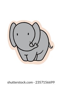 Cute Baby Elephant Vector Illustration - simple, cute, hand-drawn, adorable (isolated, emblem, logo, icon)