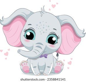 Cute baby elephant vector illustration
