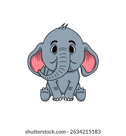 Ilustração do vetor do elefante do bebê bonito. Elefante desenhado à mão de desenho animado