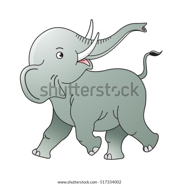 Cute Baby Elephant Walking Happily Colorvector Stock Vector Royalty Free