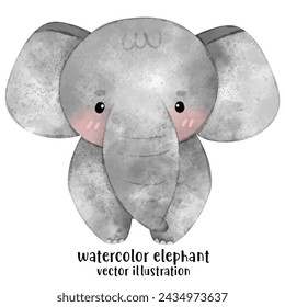 Cute baby elephant, watercolor style, animal, elephant