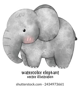 Cute baby elephant, watercolor style, animal, elephant