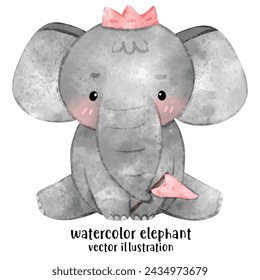 Cute baby elephant, watercolor style, animal, elephant