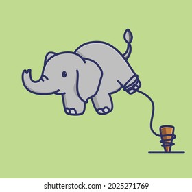 cute baby elephant in zero gravity. animal flat cartoon style illustration icon premium vector logo mascot suitable for web design banner character