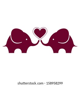 Cute baby elephants with heart