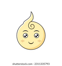 cute baby emoticon smile expression. color, flat and simple style: used for icons, stickers or logos