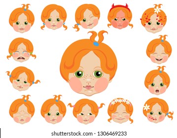 cute baby with the expression of different emotions, can be used to decorate children's clothing and products in the form of print and other design