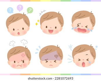 Cute Baby Expression Illustration Set Stock