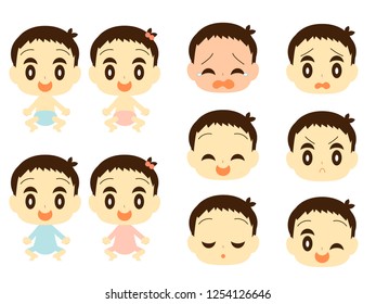 Cute baby expression set
