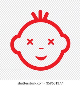 Cute Baby Face Emotion Icon Illustration symbol design