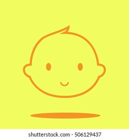Cute baby face cute icon in trendy flat style isolated on color background. Baby symbol for your design, logo, UI. Vector illustration, EPS10. Line style. 