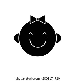Cute baby face line icon. Outline symbol little baby girl for the design of children's website and mobile applications. 