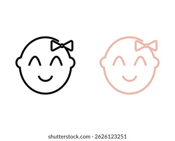 cute baby face minimalist symbol icon design vector isolated transparent background