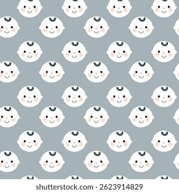 Diseño de fondo de patrón transparente de cara de bebé lindo