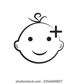 Cute baby face thin line icon. Outline symbol little boy for the design of children's webstie and mobile applications. Outline stroke kid pictograms
