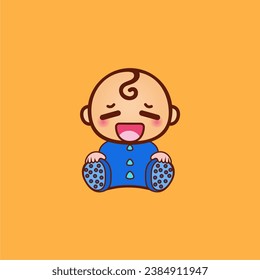 linda cara de bebé vectorial ropa azul pequeña