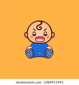 cute baby face vector blue clothes design
