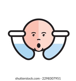 icono del vector de cara de bebé lindo