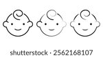 Cute Baby Faces in Simple Line Art. Stylized baby faces, drawn in a simple black line art style.