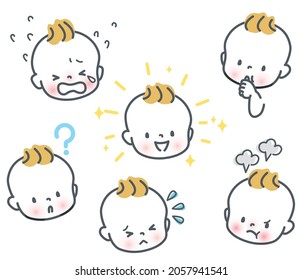 Cute Baby Facial Expression Stock Illustration Set