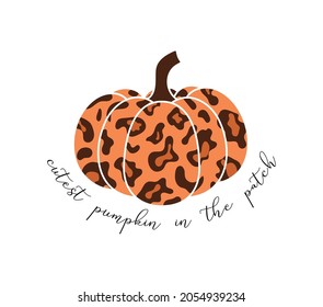 Cute baby fall cut file design, leopard pumpkin vector, cutest pumpkin in the patch