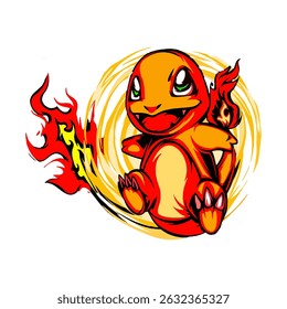 CUTE BABY FIRE DRAGON CARTOON CHARACTER VECTOR FILE - COOL DESIGN AND SUITABLE FOR YOUR DESIGN NEEDS