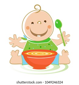 Cartoon Baby Eating Food Images Stock Photos Vectors Shutterstock