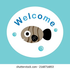 Cute Baby Fish Welcome Signage Vector