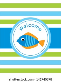 cute baby fish welcome tag