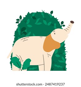 Cute baby flat elephant in nature. Vector illustration