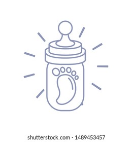 cute baby footprint in bottle milk
