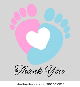 Cute baby footprint with text. Vector illustration