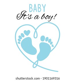 Cute baby footprint with text. Vector illustration