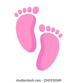 Cute baby footprints vector illustration. Baby shower element for photo, card or invitation, rattles for boys and girls on white background
