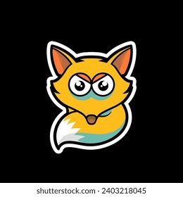 Cute baby fox angry mascot illustration 