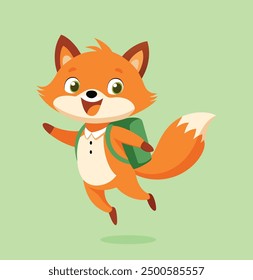 cute baby fox Back to school education isolated