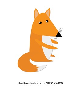 Cute baby fox. Cartoon character. Forest animal collection. White background. Isolated. Flat design Vector illustration