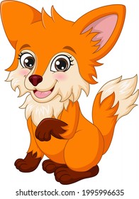 Cute Baby Fox Cartoon Posing Stock Vector (royalty Free) 1995996635 