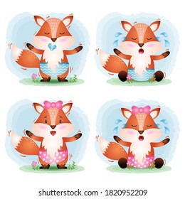 cute baby fox collection in the children's style