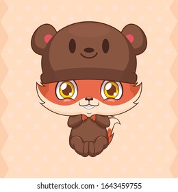 Cute baby fox mascot - bear costume