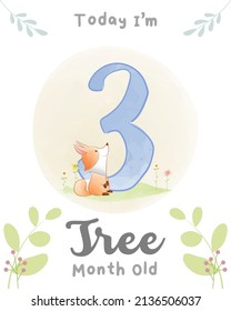 Cute baby Fox, Baby Milestone Cards Cute Animals