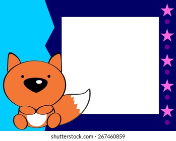 cute baby fox picture frame background in vector format very easy to edit